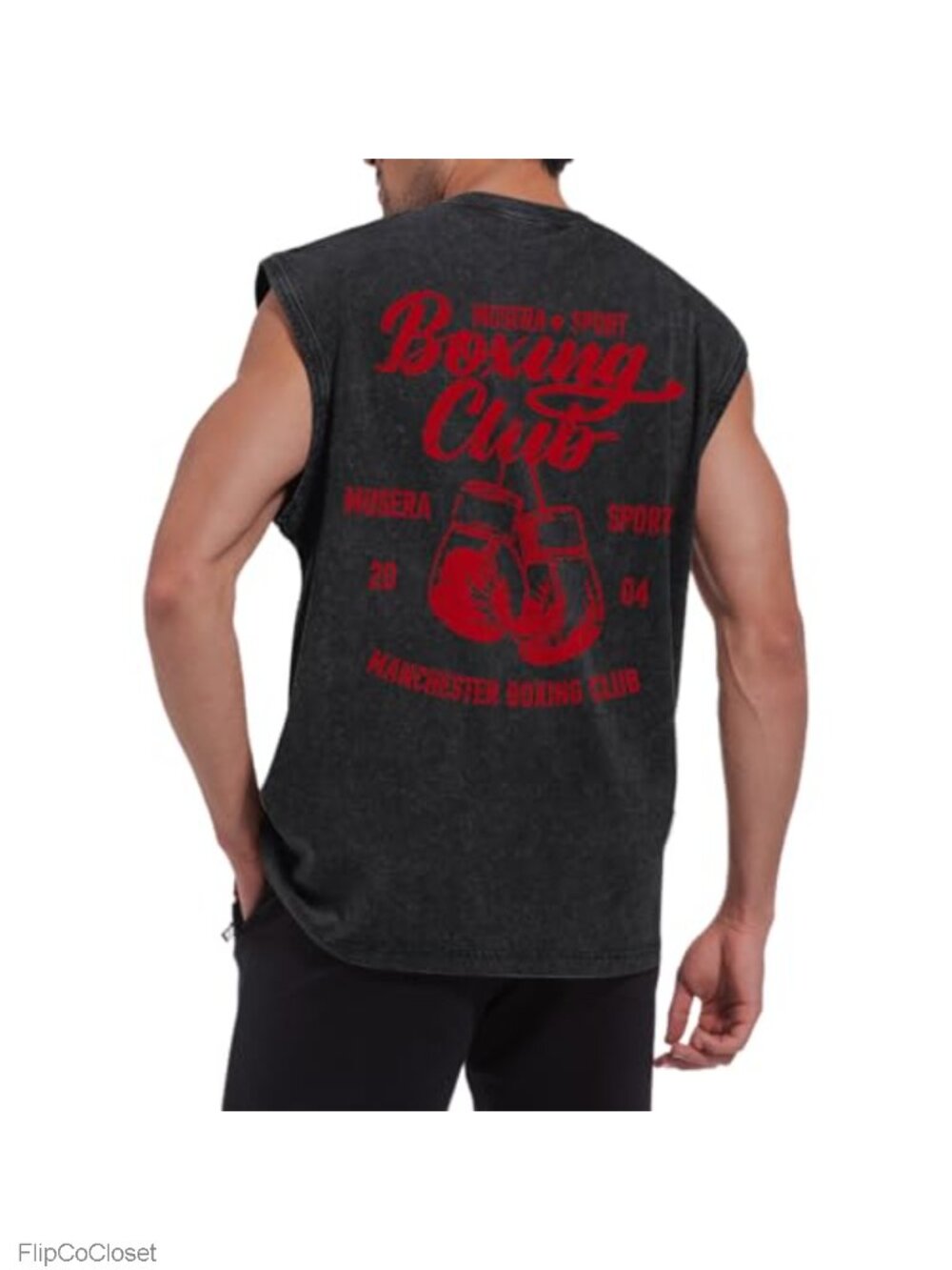 Men's Boxing Club Graphic Tank Top Vintage Acid Wash Cotton Sleeveless Muscle